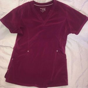 Womens burgundy scrub top
